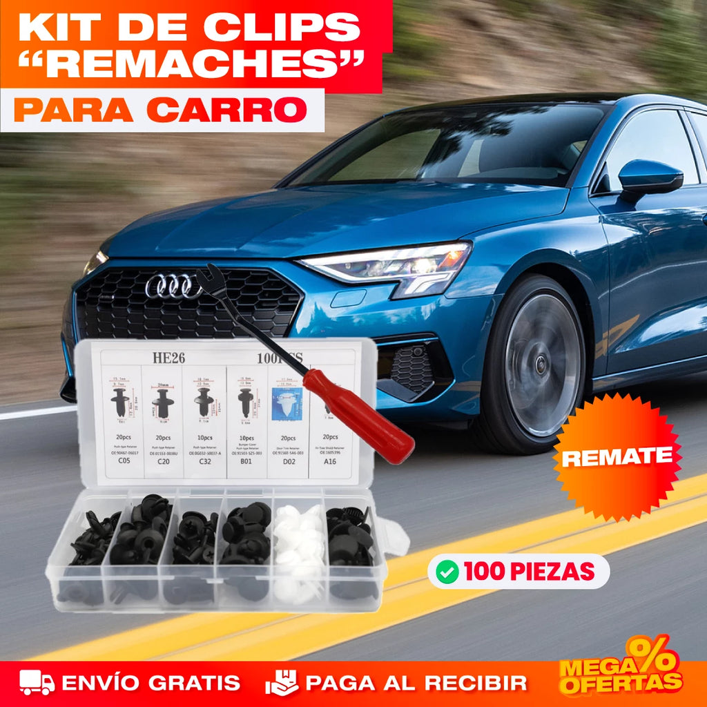 100 piezas de remaches – Ajusta y Protege tu Carro en Minutos
