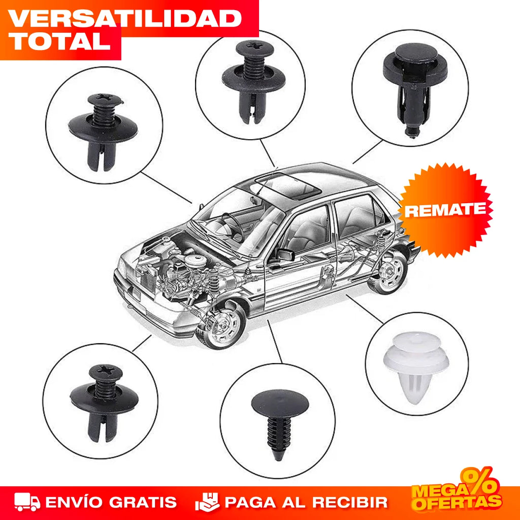 100 piezas de remaches – Ajusta y Protege tu Carro en Minutos