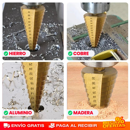set de 6 brocas escalonadas de titanio