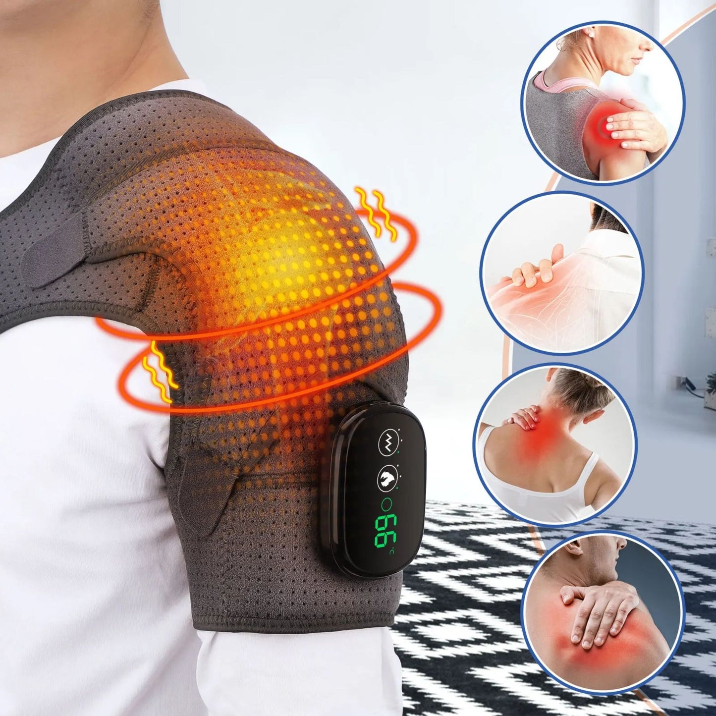 3 en 1 - Masajeador Inalámbrico para Rodilla, Hombro y Codo | Con Almohadilla Térmica
